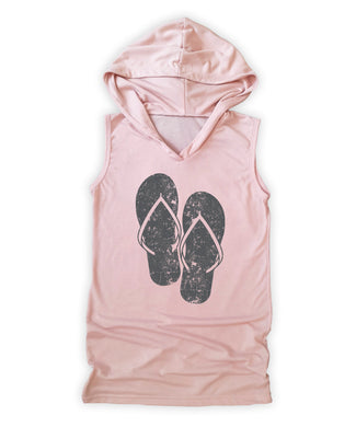 Pink flip flops lightweight swim cover-up